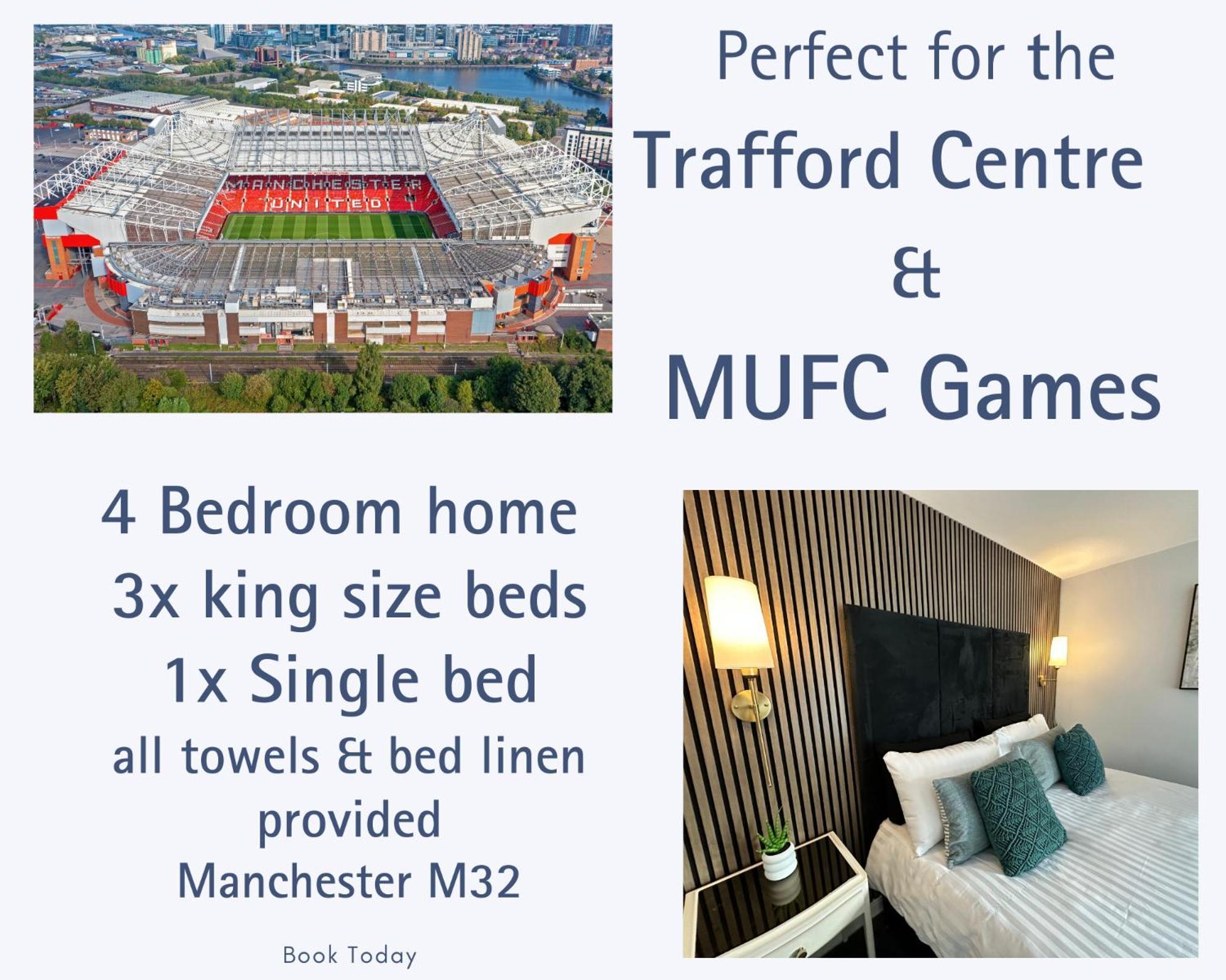 Waterside Mufc & Trafford Centre Townhouse 4 Bedroom Free Parking Manchester Extérieur photo